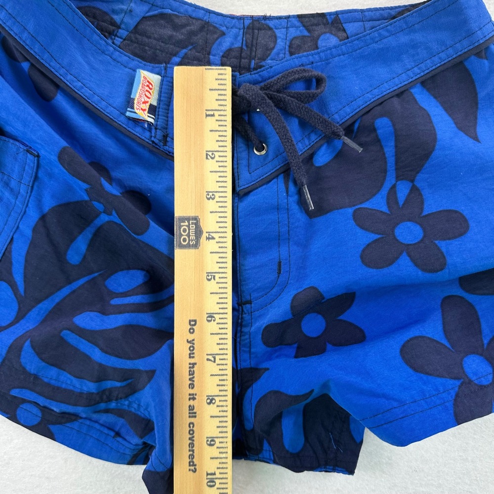 Vintage Roxy Quiksilver Blue Floral Board Shorts Juniors Size 1 Y2K Hibiscus - Picture 13 of 14